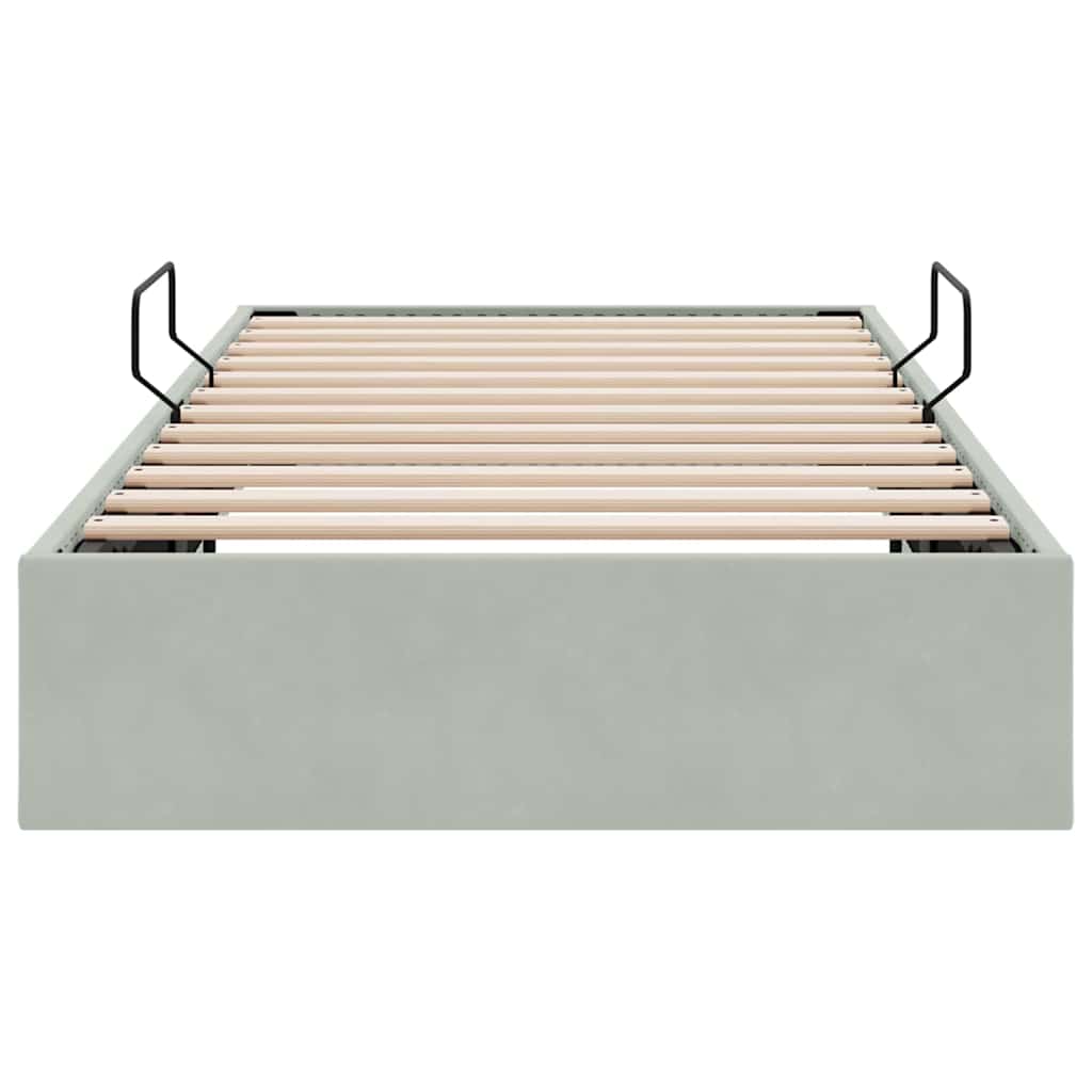 Storage Bed with Mattress Light Grey 100 x 203 cm Velvet
