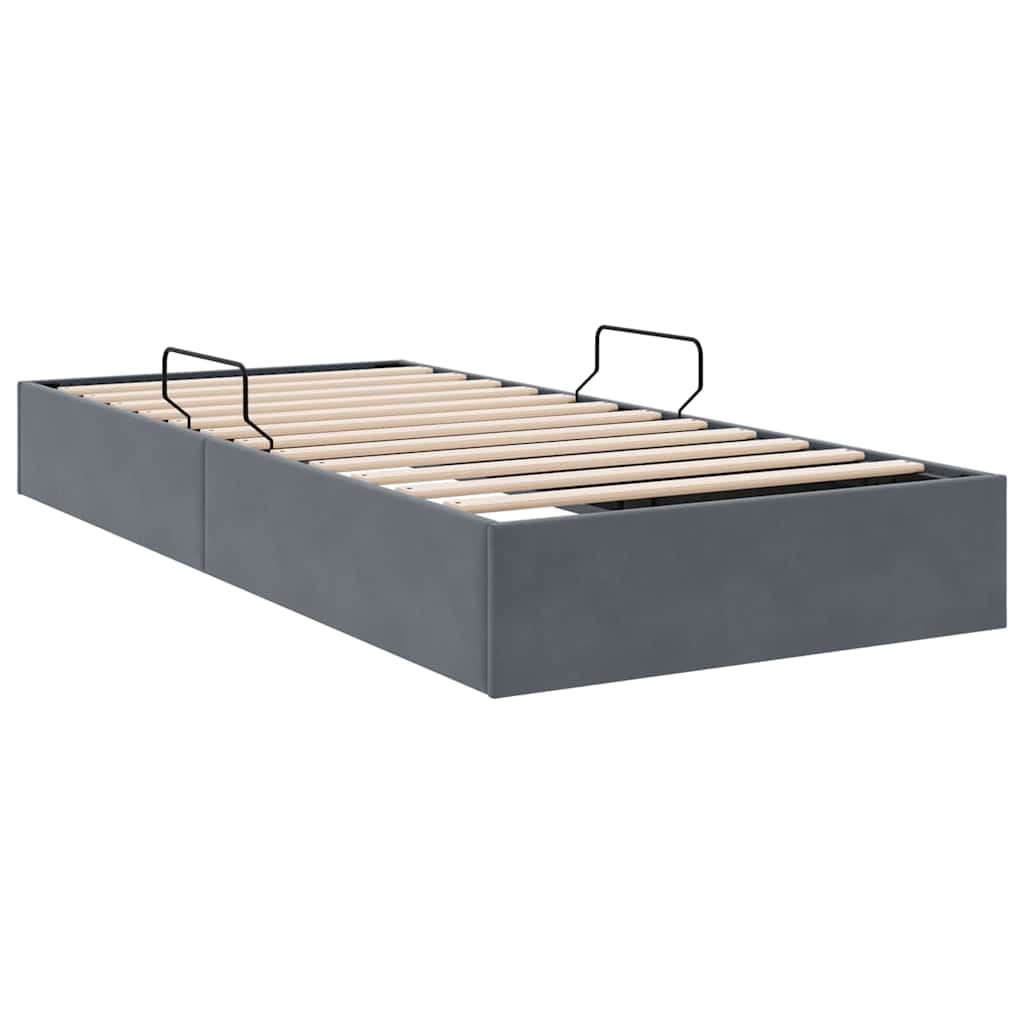 Storage Bed with Mattress Dark Grey 100 x 203 cm Velvet