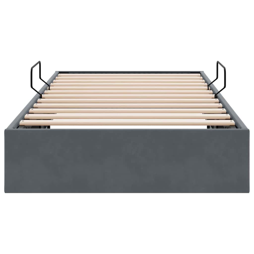 Storage Bed with Mattress Dark Grey 100 x 203 cm Velvet