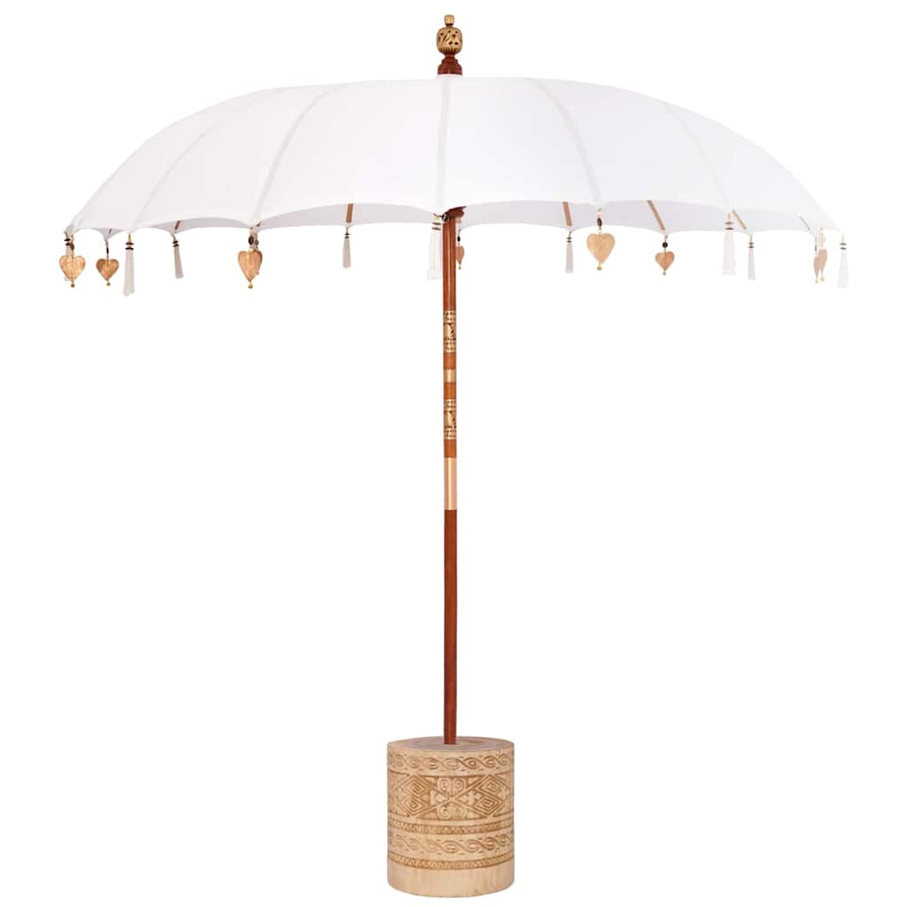 Balinese Parasol with Base Cream 215 x 215 x 260 cm