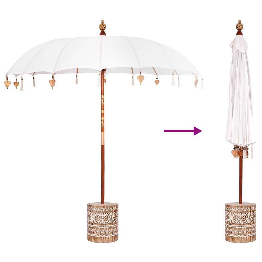 Balinese Parasol with Base Cream 215 x 215 x 260 cm