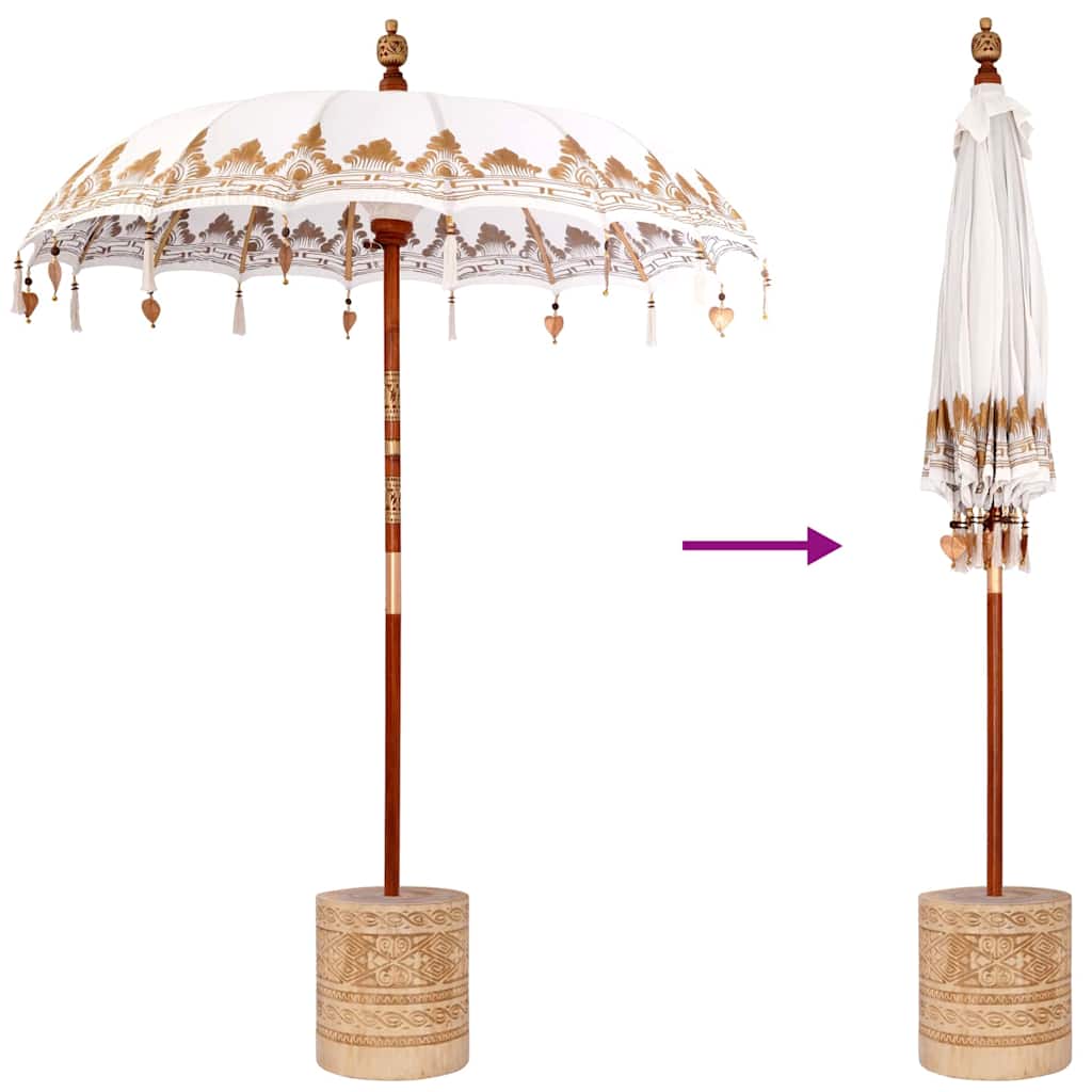 Balinese Parasol Cream 180-190 cm Cotton and solid wood