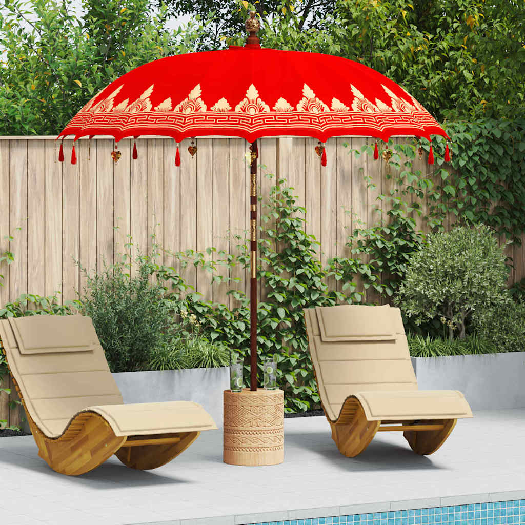 Balinese Parasol Red 215 x 215 x 260 cm Cotton and solid wood