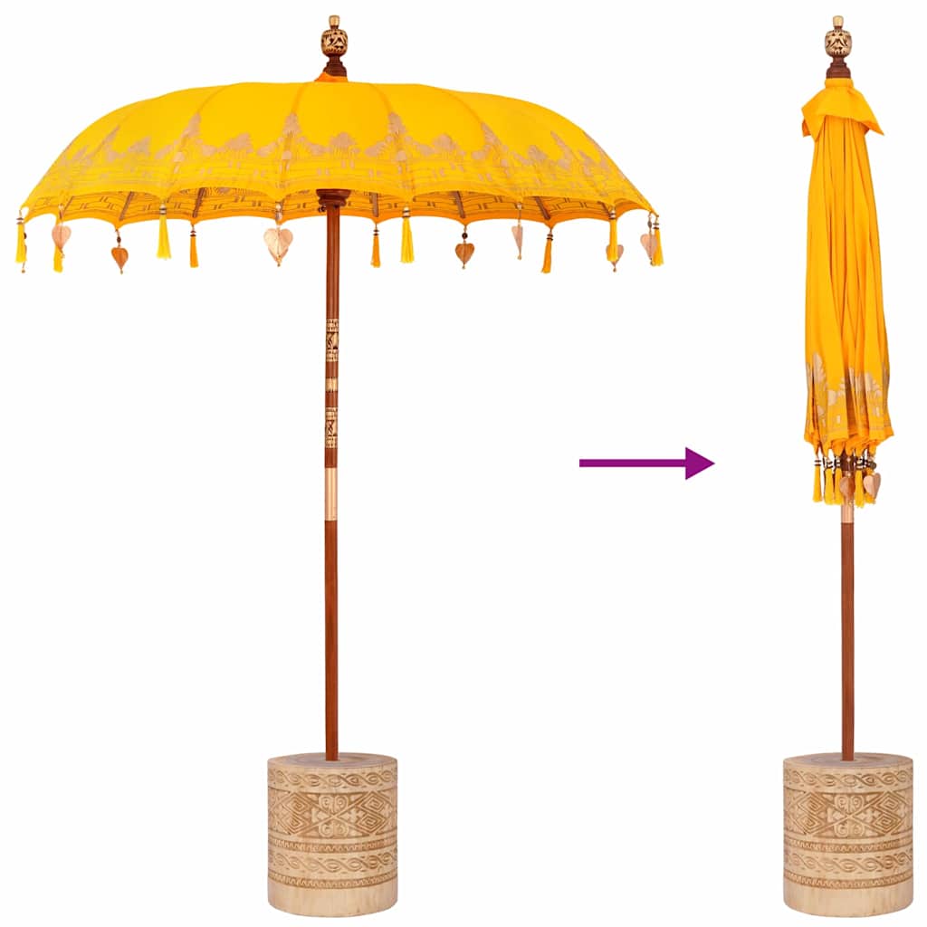 Balinese Parasol Yellow 180-190 cm Cotton and solid wood