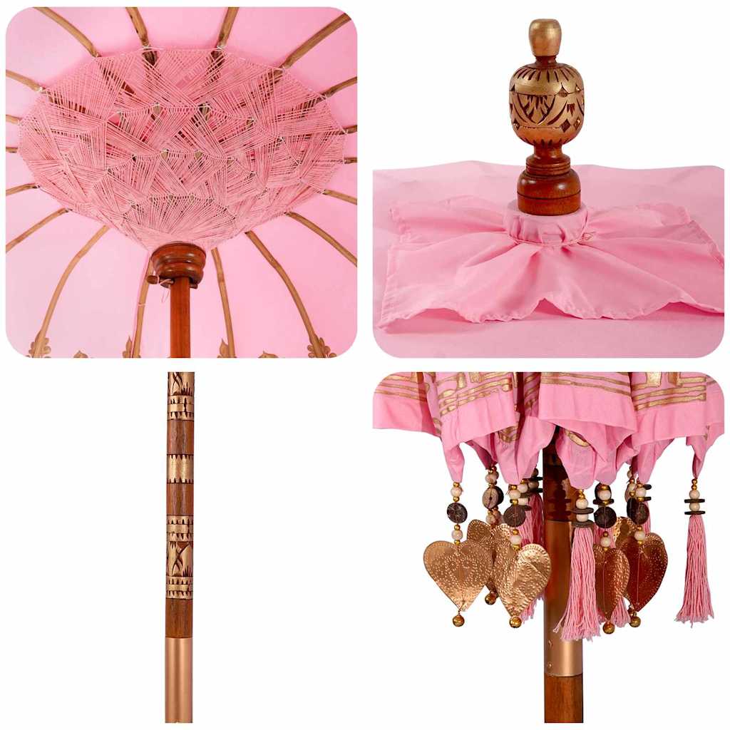 Balinese Parasol Pink 215 x 215 x 260 cm Cotton and solid wood