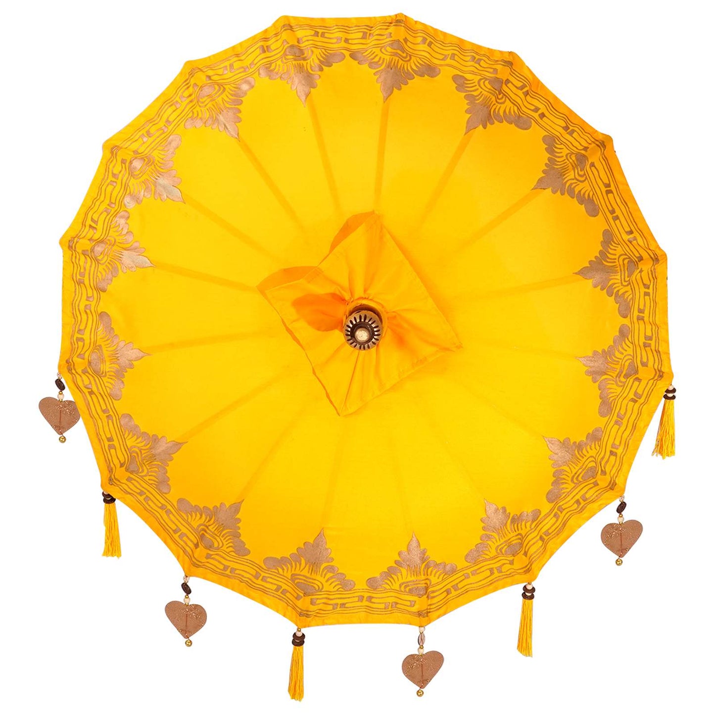 Parasol with Base Yellow 95 x 95 x 260 cm Cotton and Wood