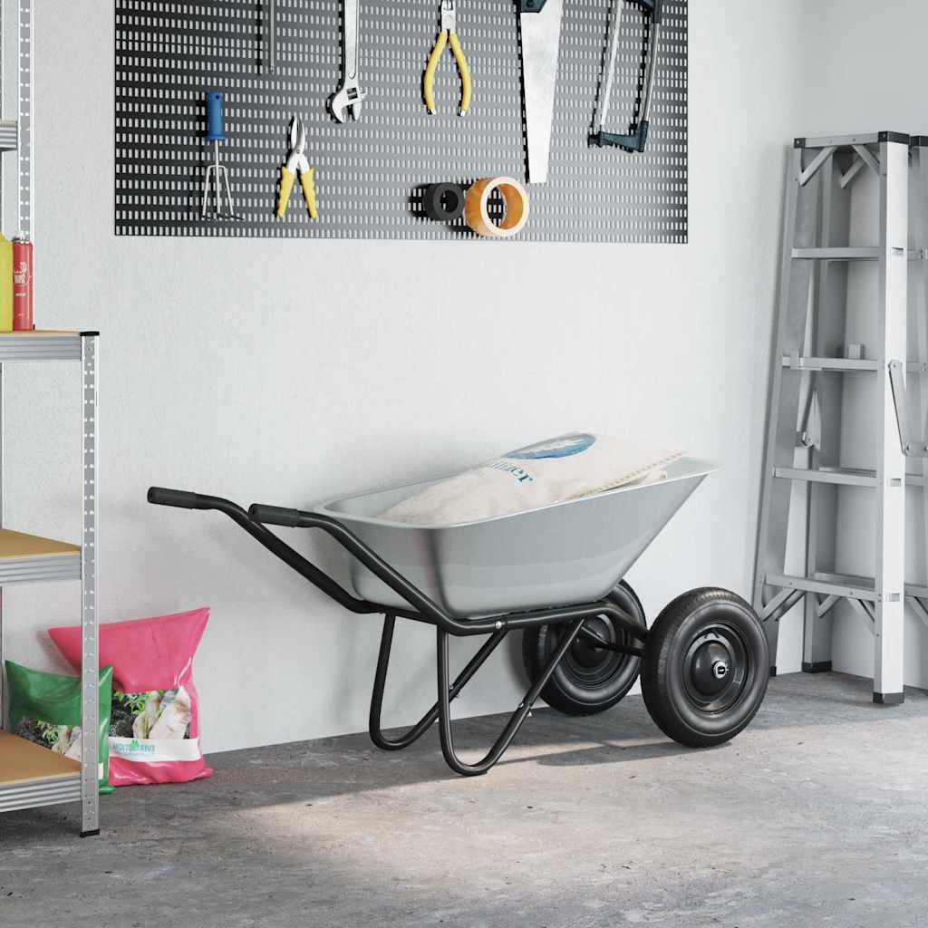 Wheelbarrow Silver and Black 137 x 60 x 65.5 cm Steel