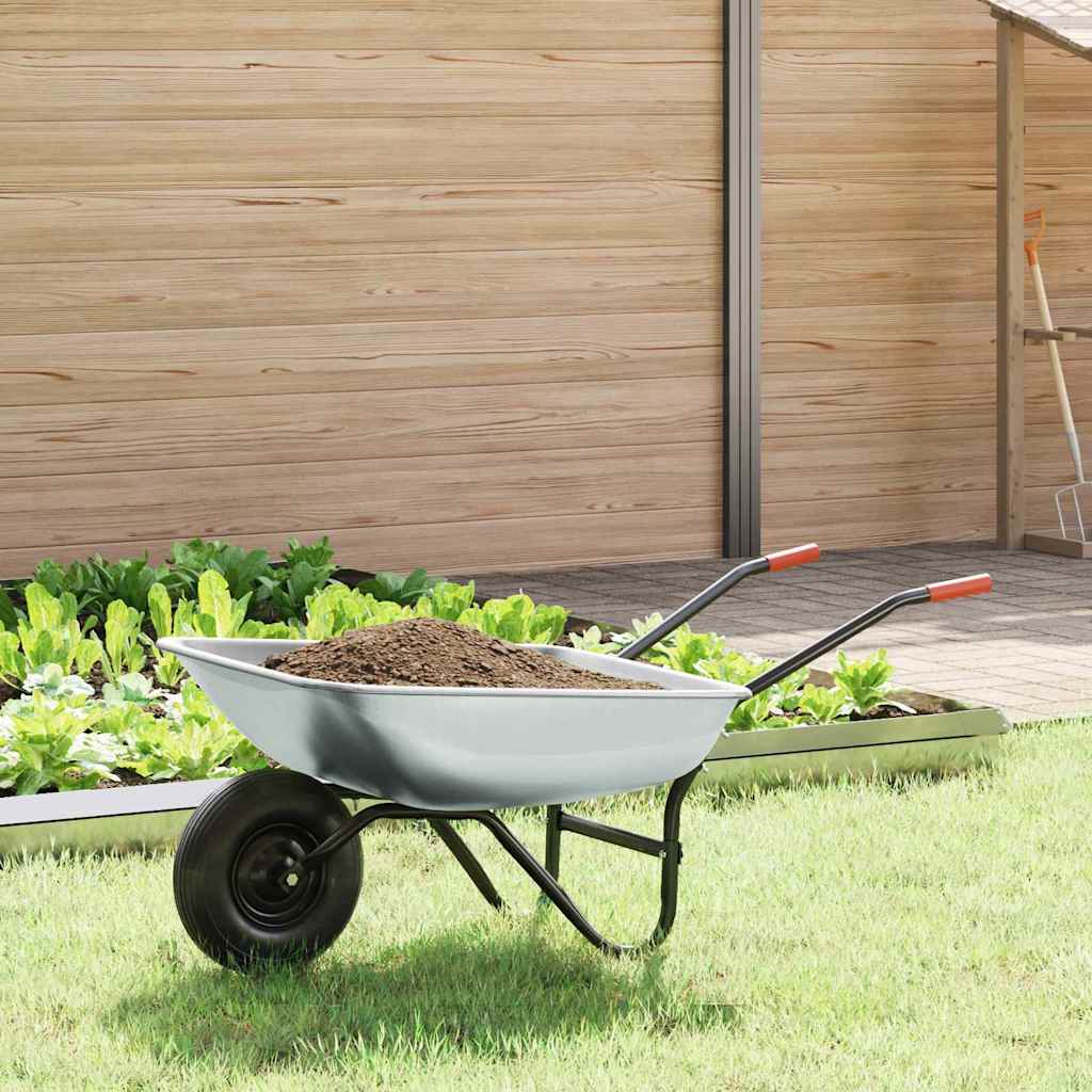 Wheelbarrow Silver and Black 133 x 62.5 x 58 cm Steel