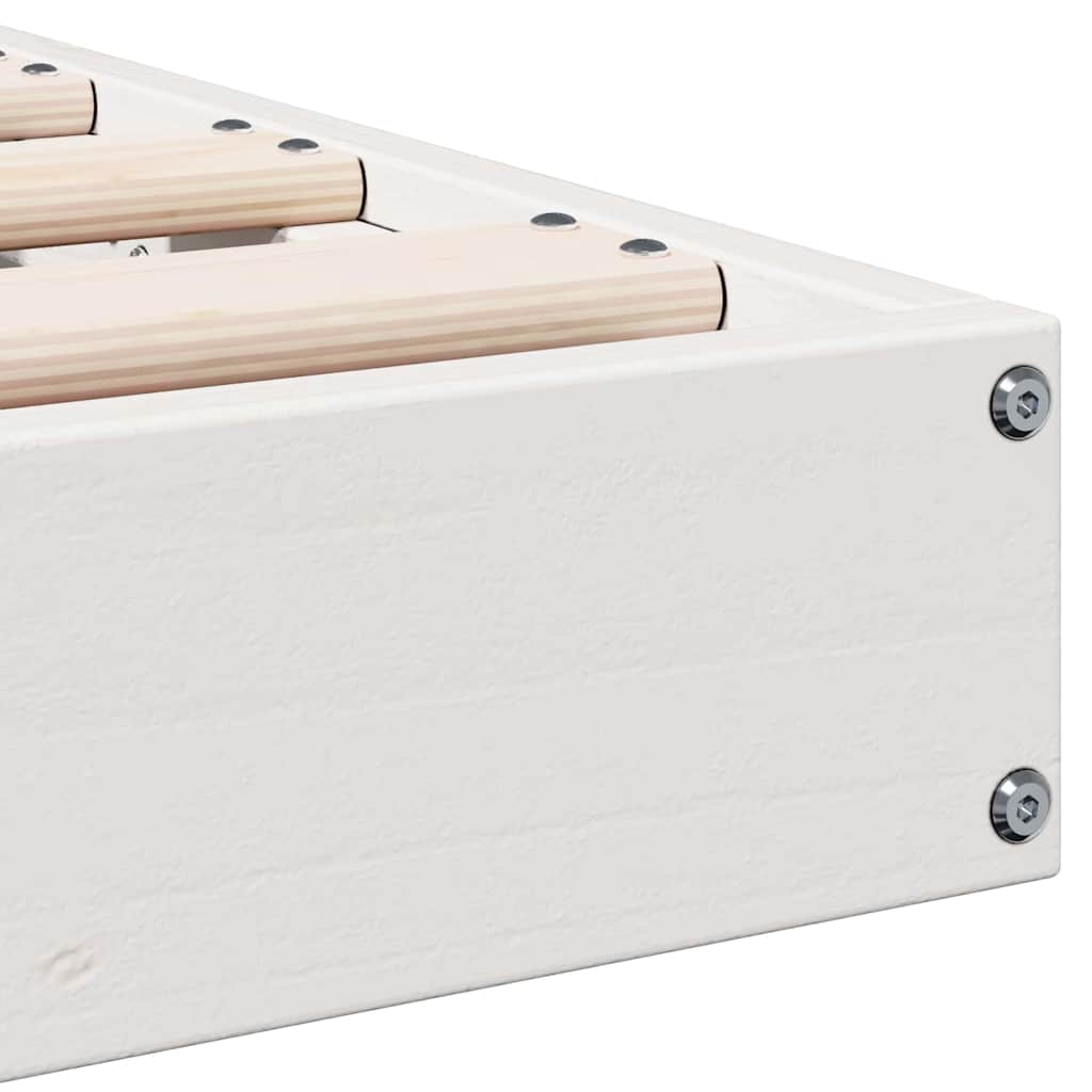 Floor Bed Frame White 90 x 210 cm Solid Pine Wood