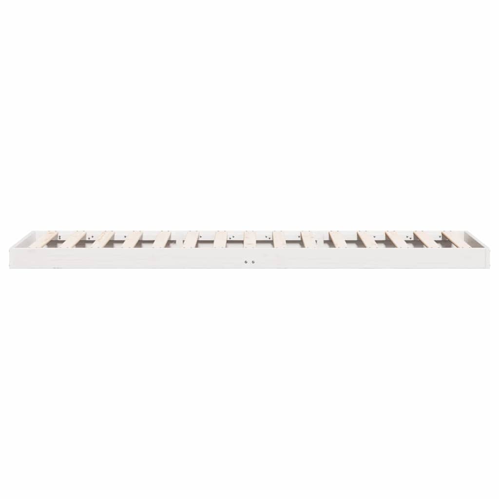 Floor Bed Frame White 90 x 210 cm Solid Pine Wood