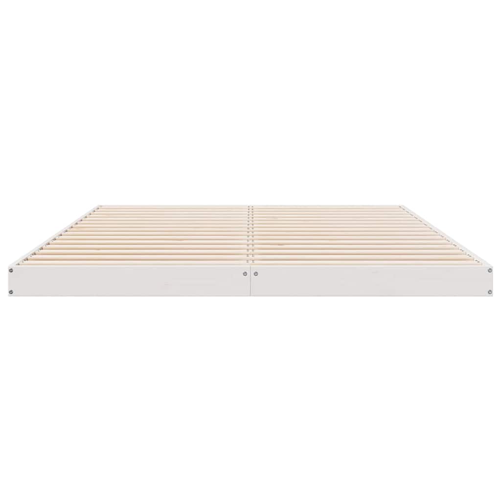 Floor Bed Frame White 160 x 210 cm Solid Pine Wood