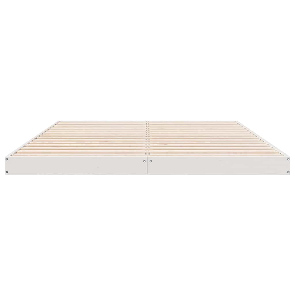 Floor Bed Frame White 160 x 210 cm Solid Pine Wood