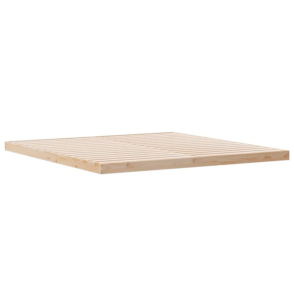 Floor Bed Frame Natural 213.5 x 184 x 9 cm Solid Pine Wood