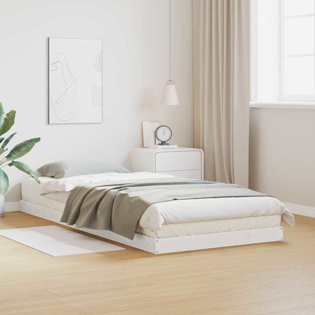 Floor Bed Frame White 80 x 220 cm Solid Pine Wood