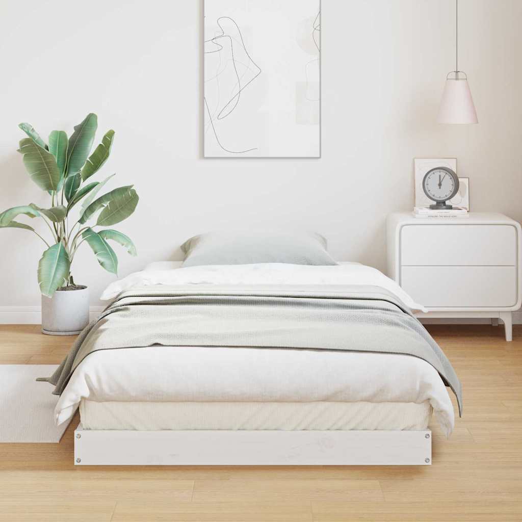 Floor Bed Frame White 80 x 220 cm Solid Pine Wood