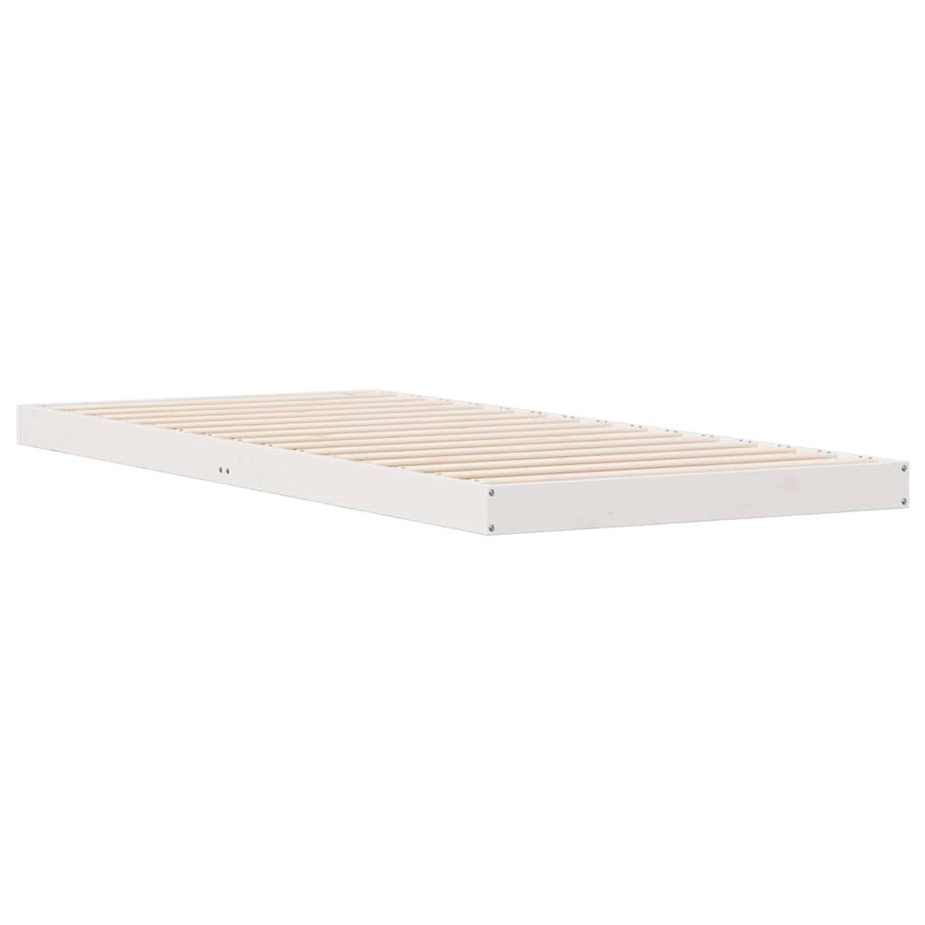 Floor Bed Frame White 80 x 220 cm Solid Pine Wood
