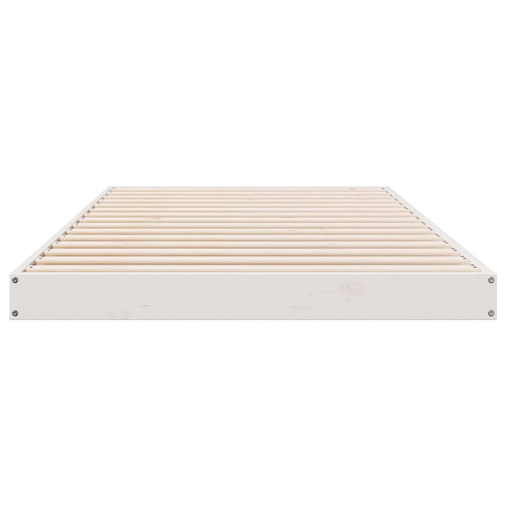 Floor Bed Frame White 80 x 220 cm Solid Pine Wood