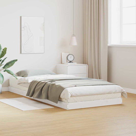 Floor Bed Frame White 90 x 220 cm Solid Pine Wood