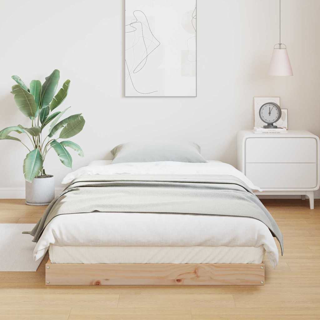 Floor Bed Frame Natural 100 x 220 cm Solid Pine Wood