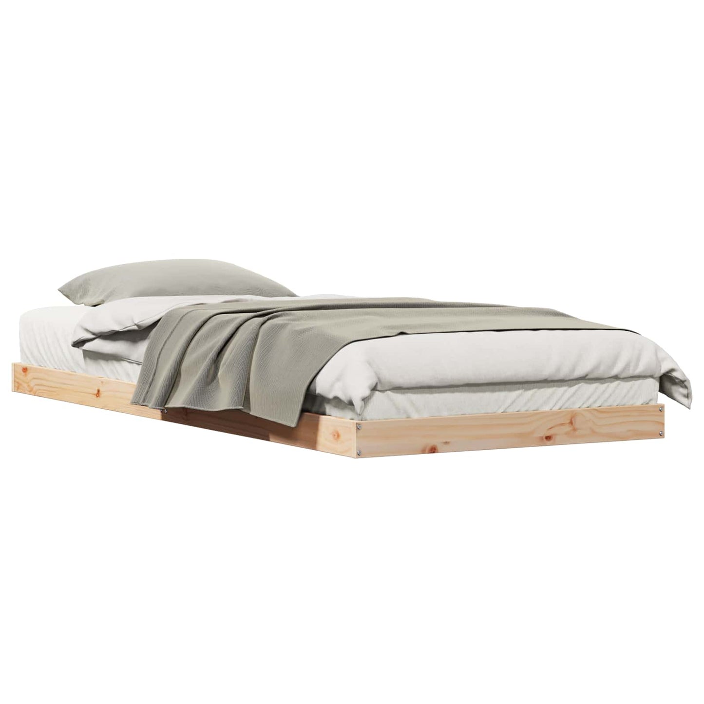 Floor Bed Frame Natural 100 x 220 cm Solid Pine Wood