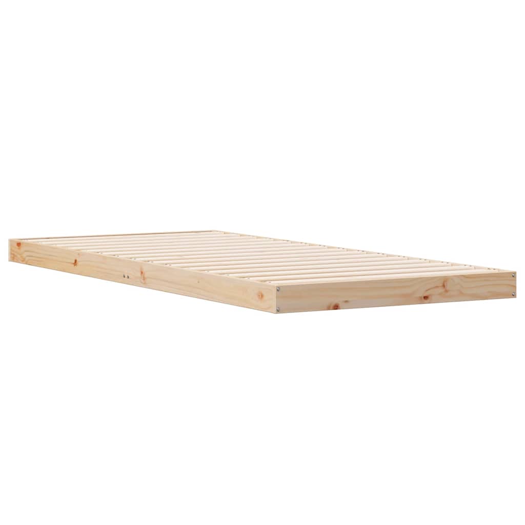 Floor Bed Frame Natural 100 x 220 cm Solid Pine Wood