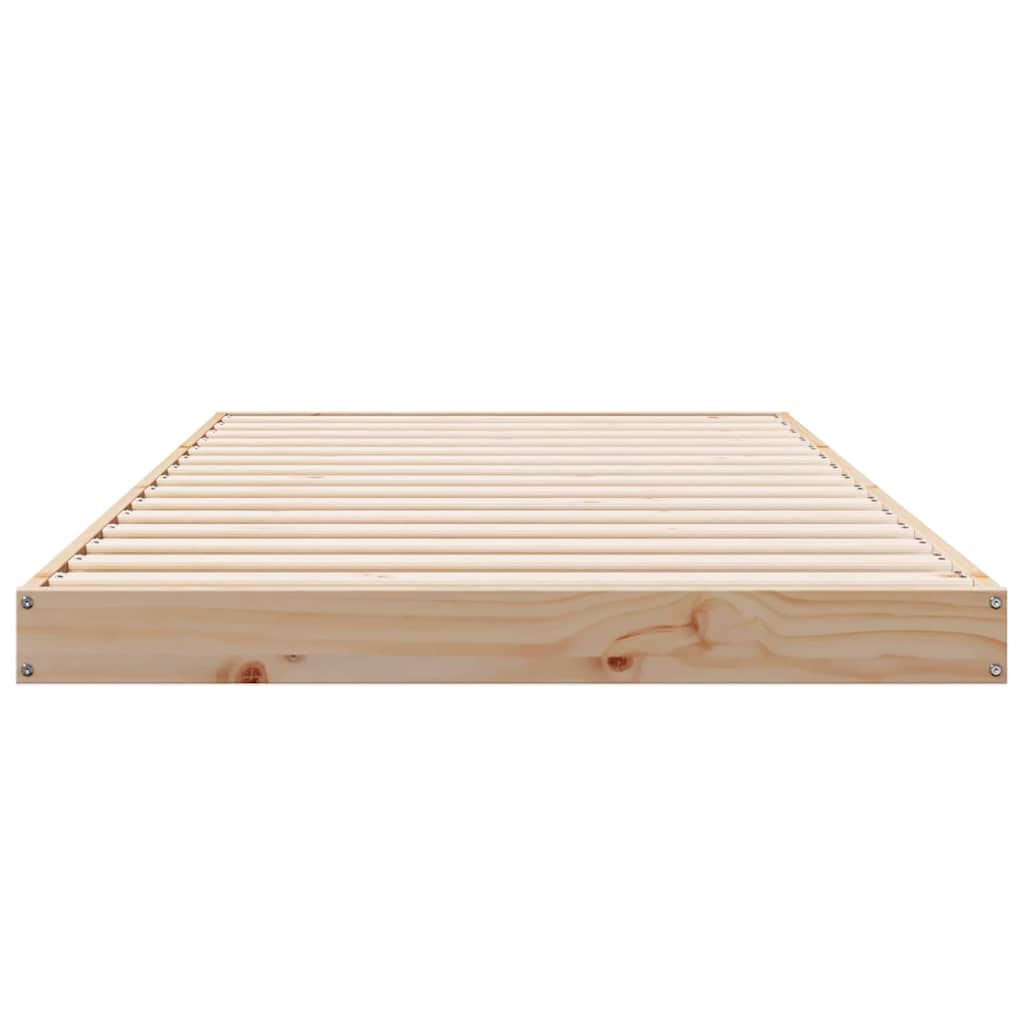 Floor Bed Frame Natural 100 x 220 cm Solid Pine Wood