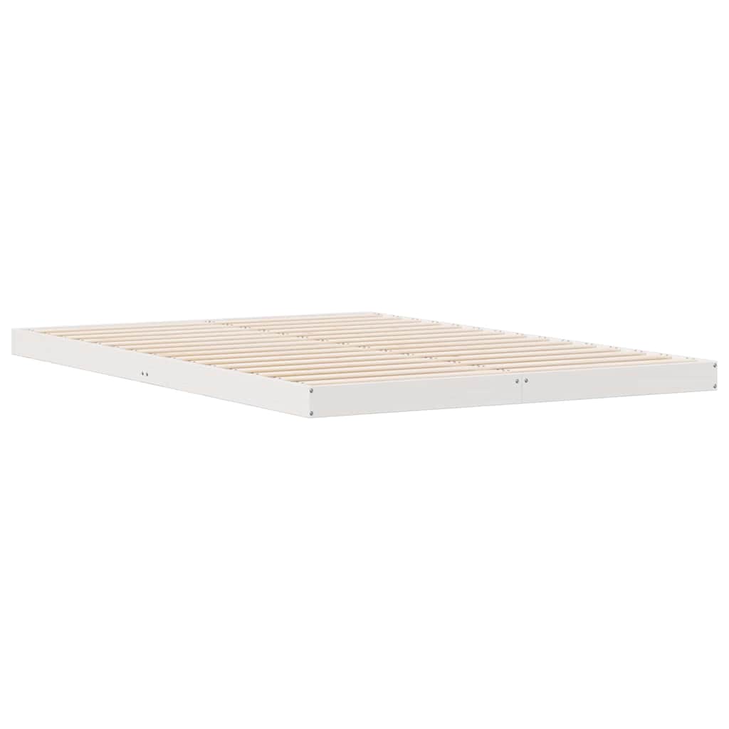 Floor Bed Frame White 140 x 220 cm Solid Pine Wood