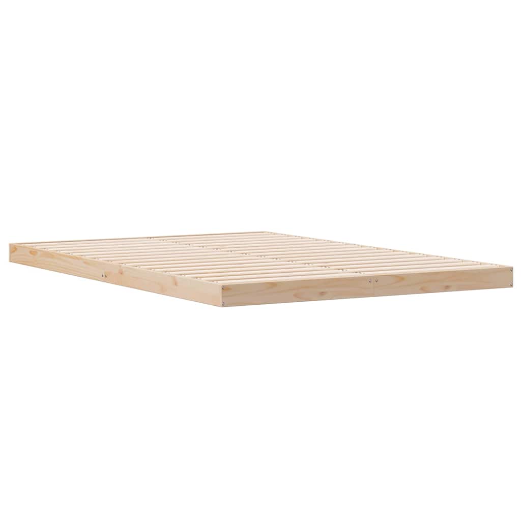 Floor Bed Frame Natural 160 x 220 cm Solid Pine Wood