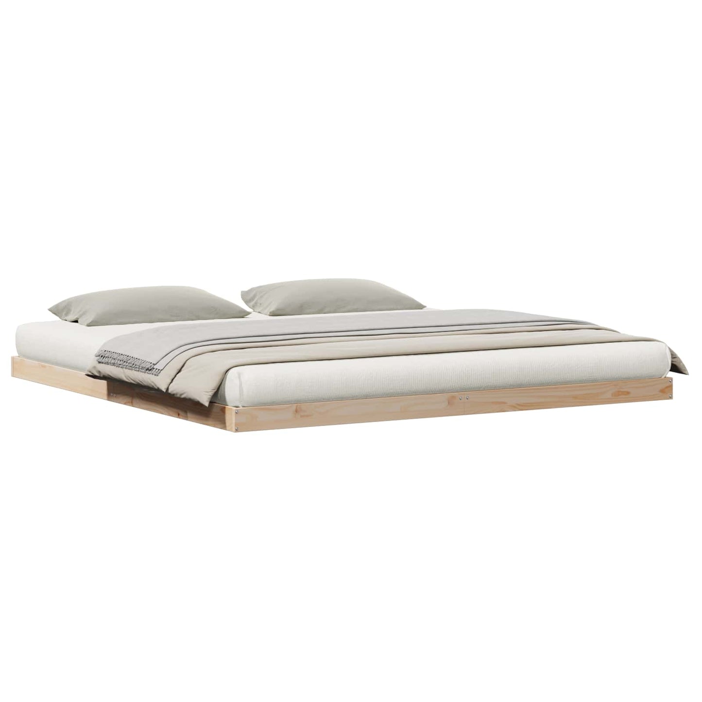 Floor Bed Frame Natural 200 x 220 cm Solid Pine Wood