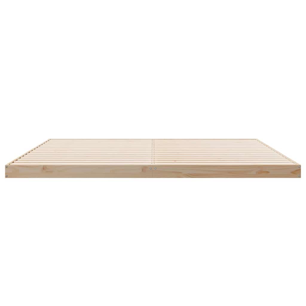 Floor Bed Frame Natural 200 x 220 cm Solid Pine Wood