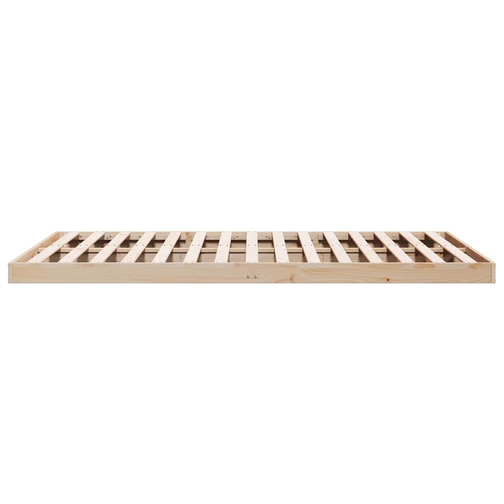 Floor Bed Frame Natural 200 x 220 cm Solid Pine Wood