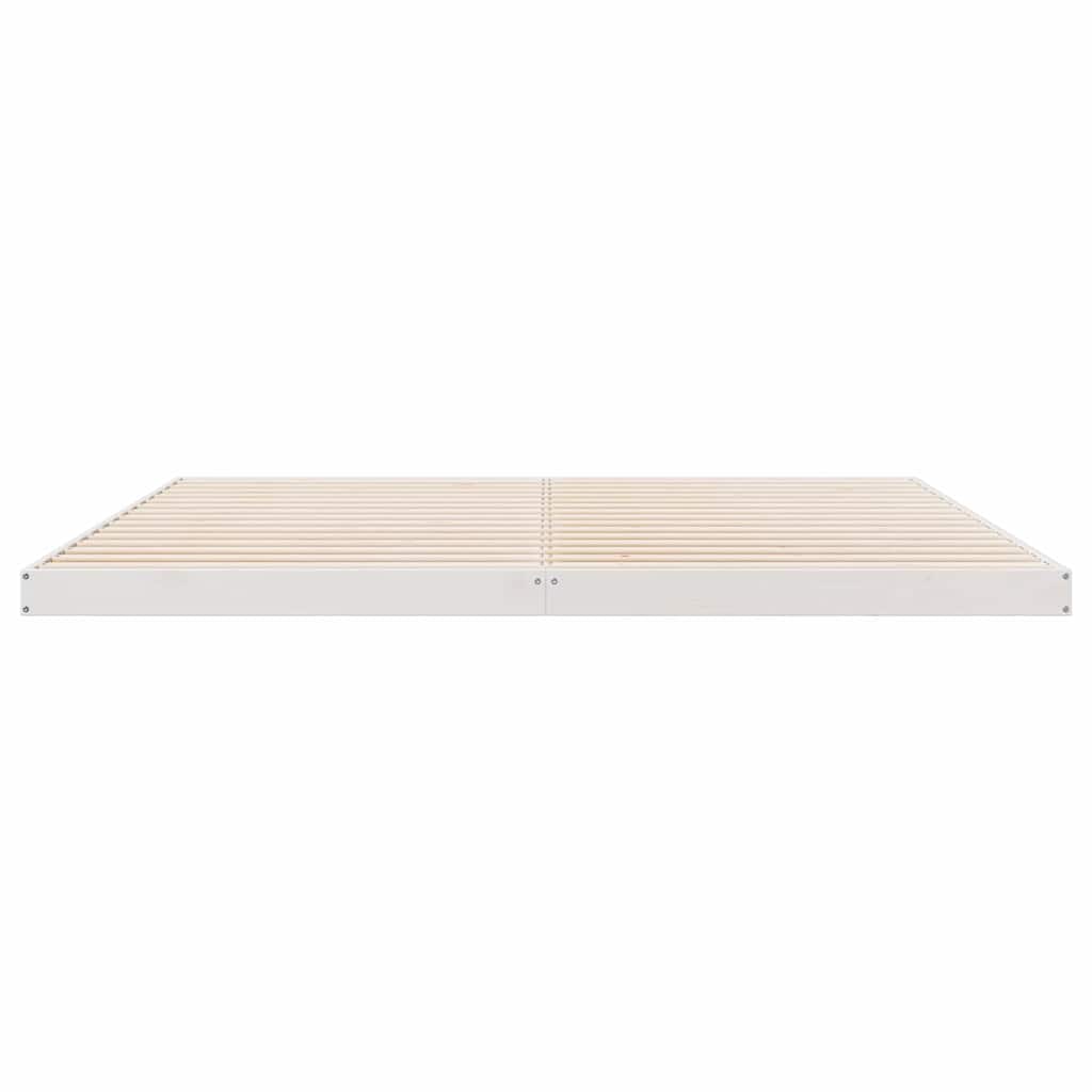 Floor Bed Frame White 200 x 220 cm Solid Pine Wood