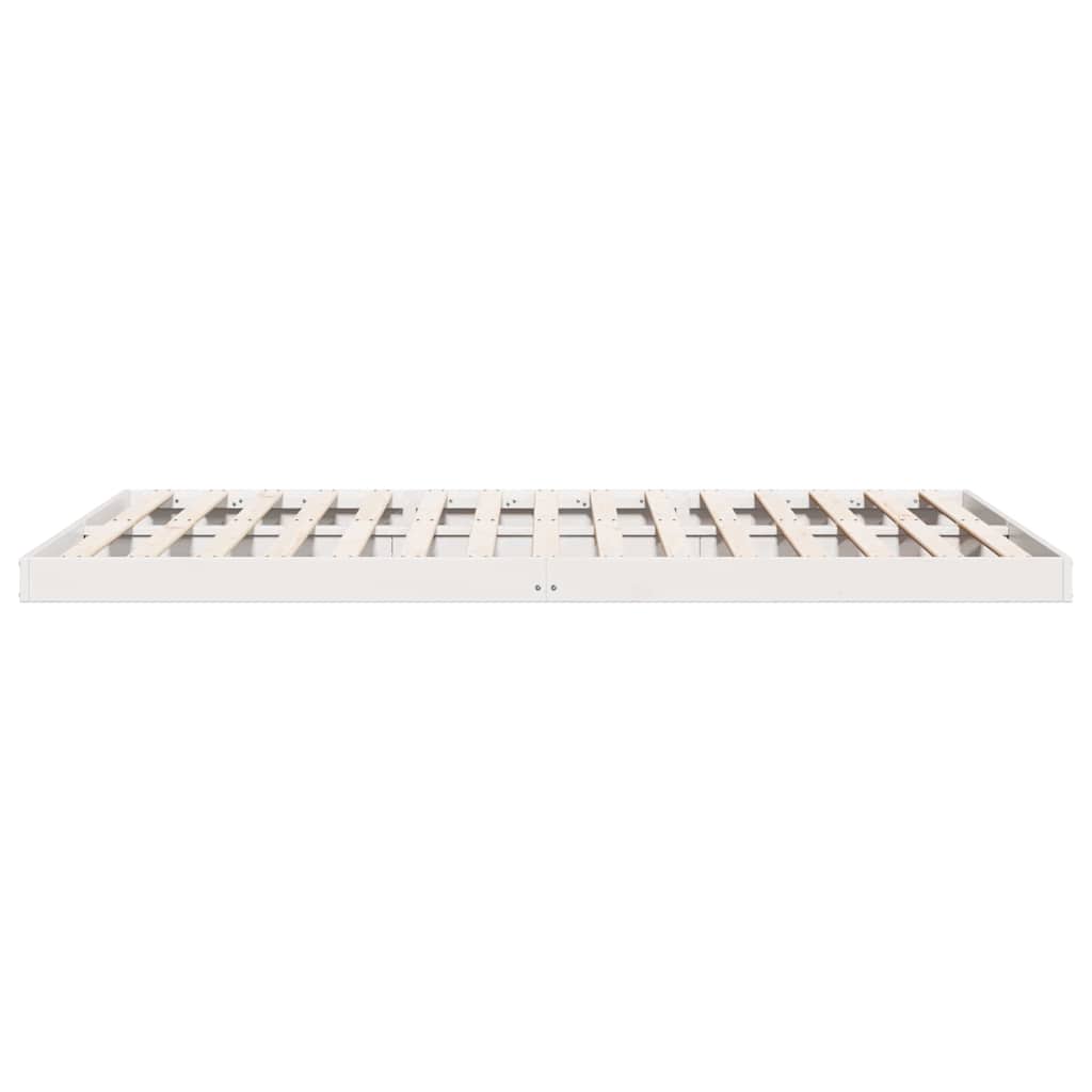 Floor Bed Frame White 200 x 220 cm Solid Pine Wood