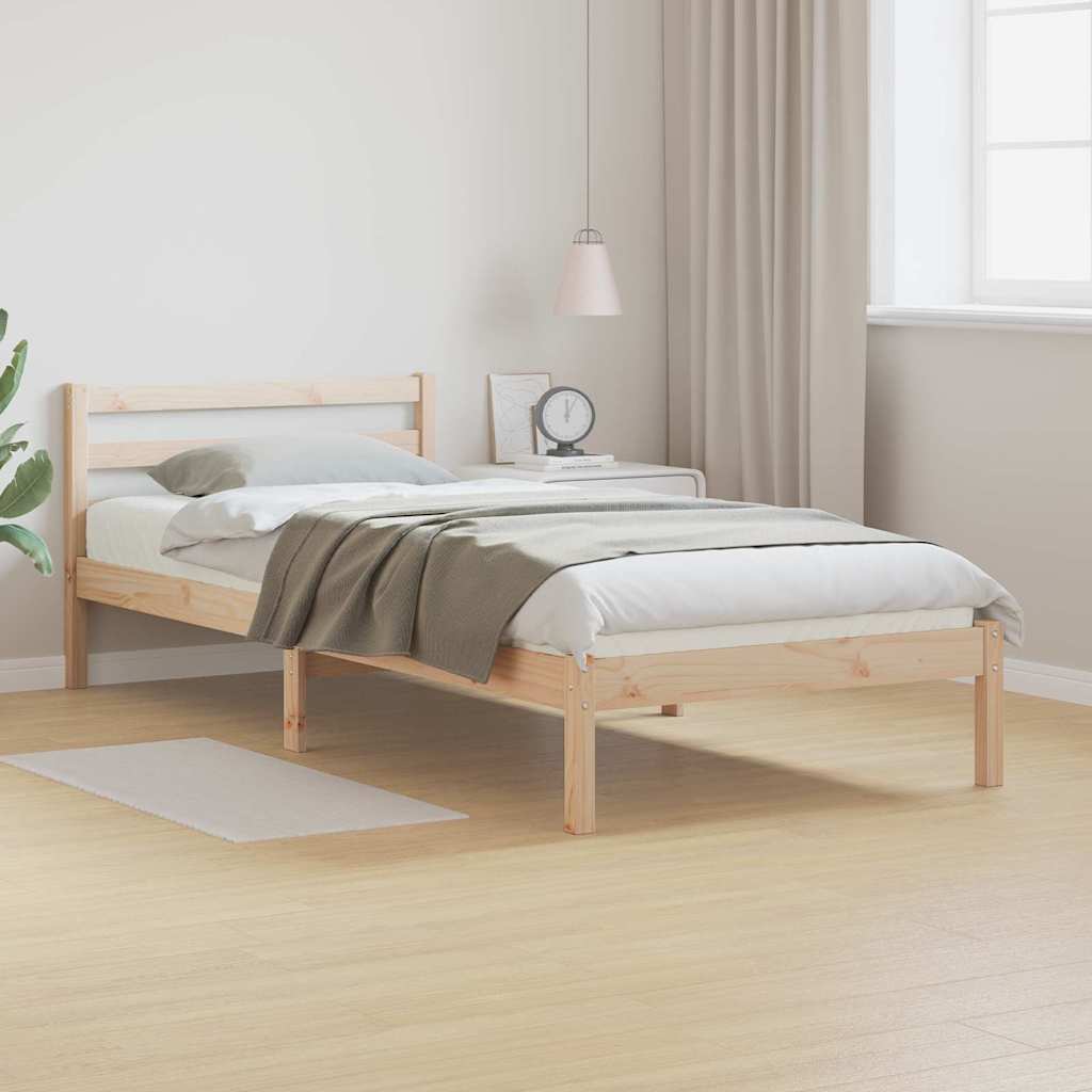 Bed Frame Brown 215.5 x 85.5 x 69.5 cm Solid Pine Wood