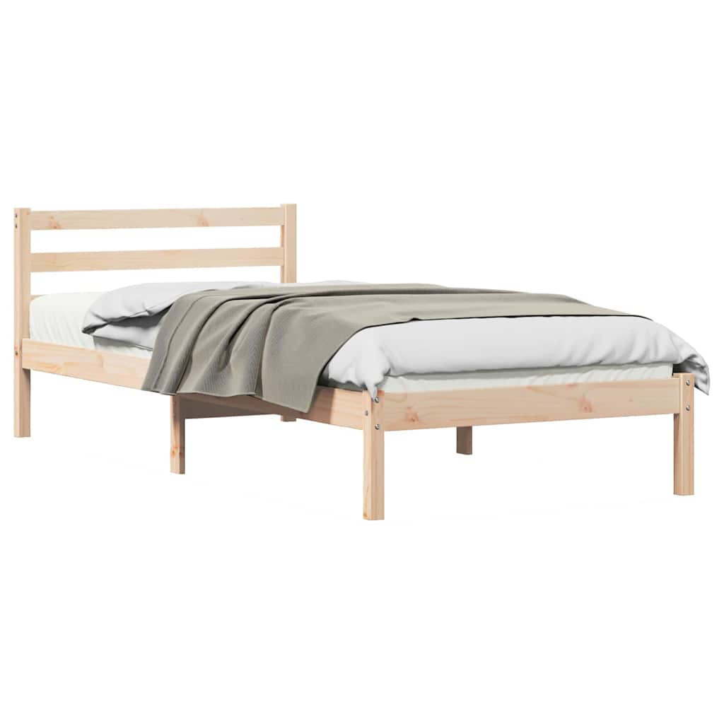 Bed Frame Brown 215.5 x 85.5 x 69.5 cm Solid Pine Wood