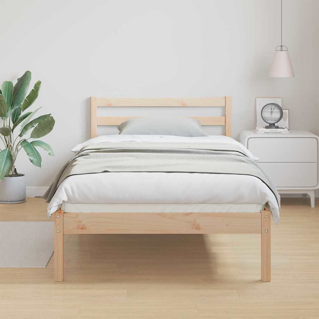 Bed Frame Brown 215.5 x 105.5 x 69.5 cm Solid Pine Wood