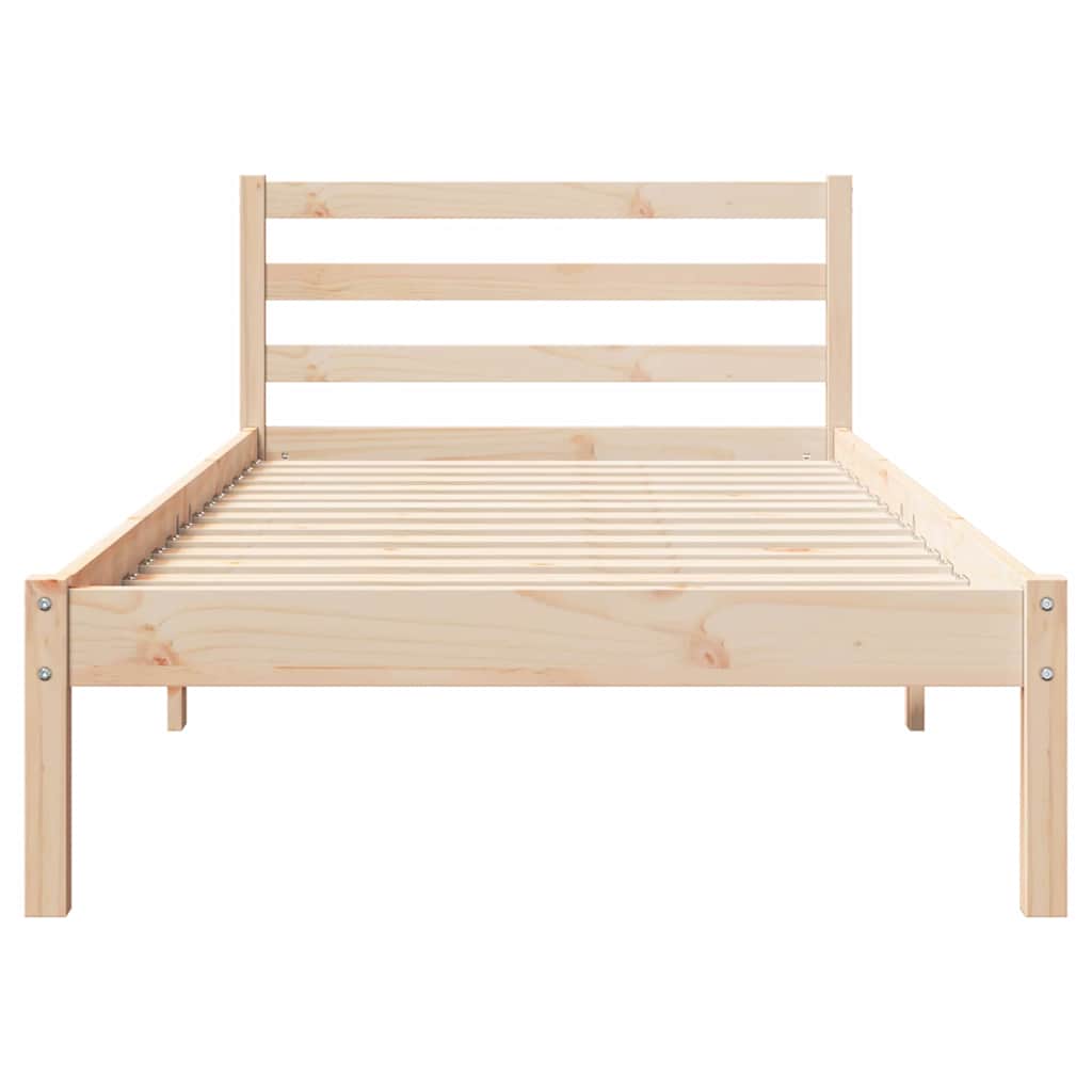 Bed Frame Brown 215.5 x 105.5 x 69.5 cm Solid Pine Wood