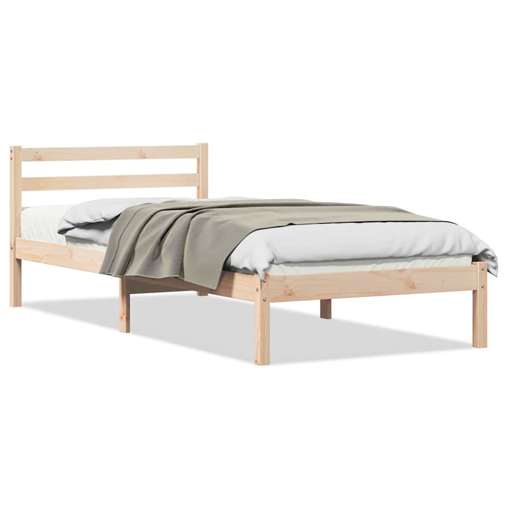 Bed Frame Brown 215.5 x 105.5 x 69.5 cm Solid Pine Wood