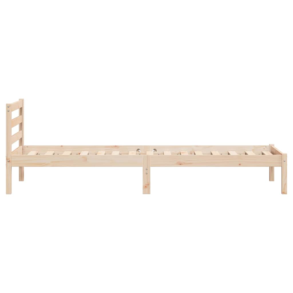 Bed Frame Brown 215.5 x 105.5 x 69.5 cm Solid Pine Wood