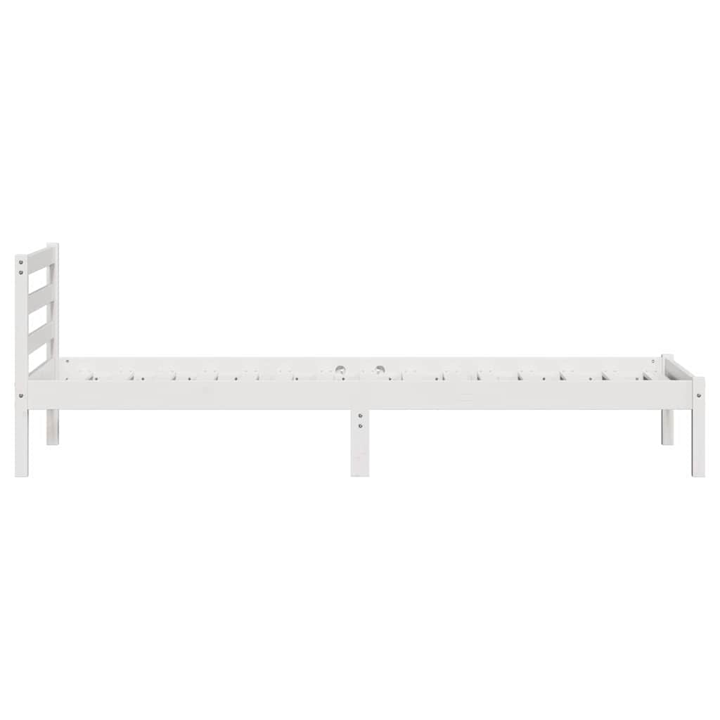 Bed Frame White 215.5 x 105.5 x 69.5 cm Solid Pine Wood