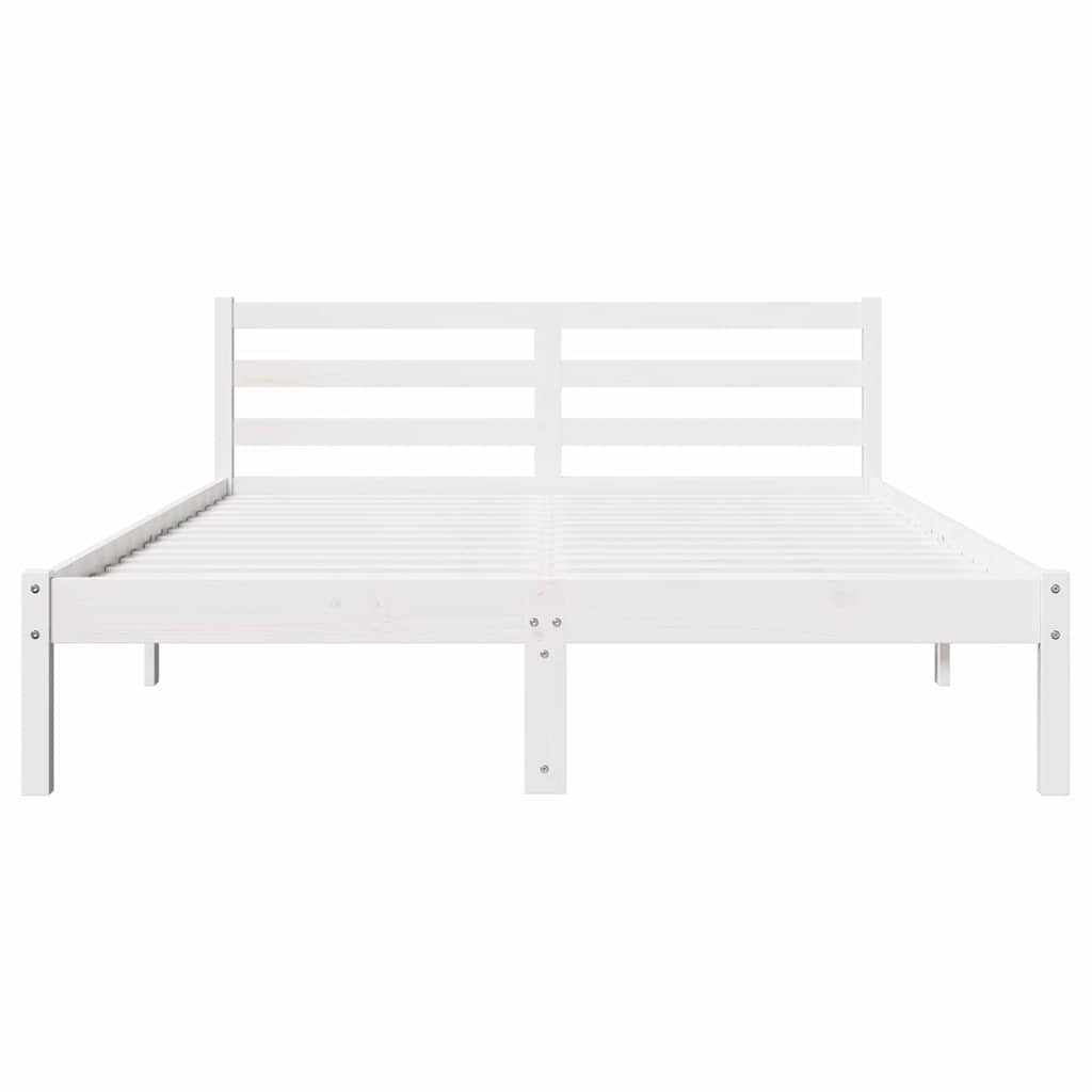 Bed Frame White 215.5 x 165.5 x 69.5 cm Solid Pine Wood