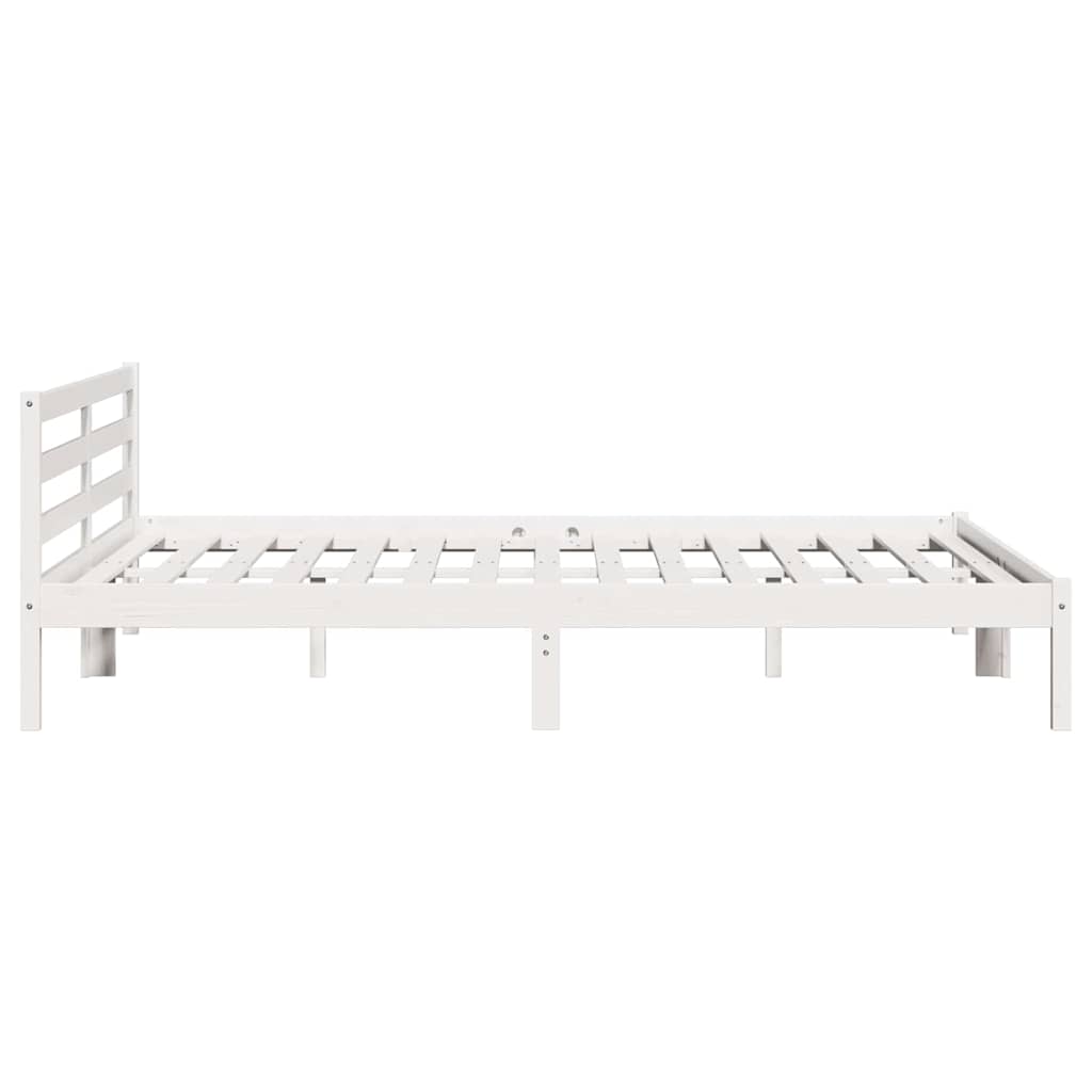 Bed Frame White 215.5 x 185.5 x 69.5 cm Solid Pine Wood