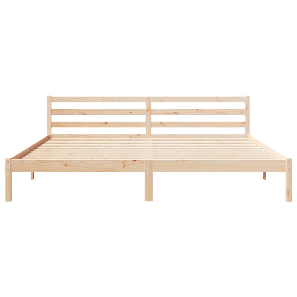 Bed Frame Brown 215.5 x 205.5 x 69.5 cm Solid Pine Wood