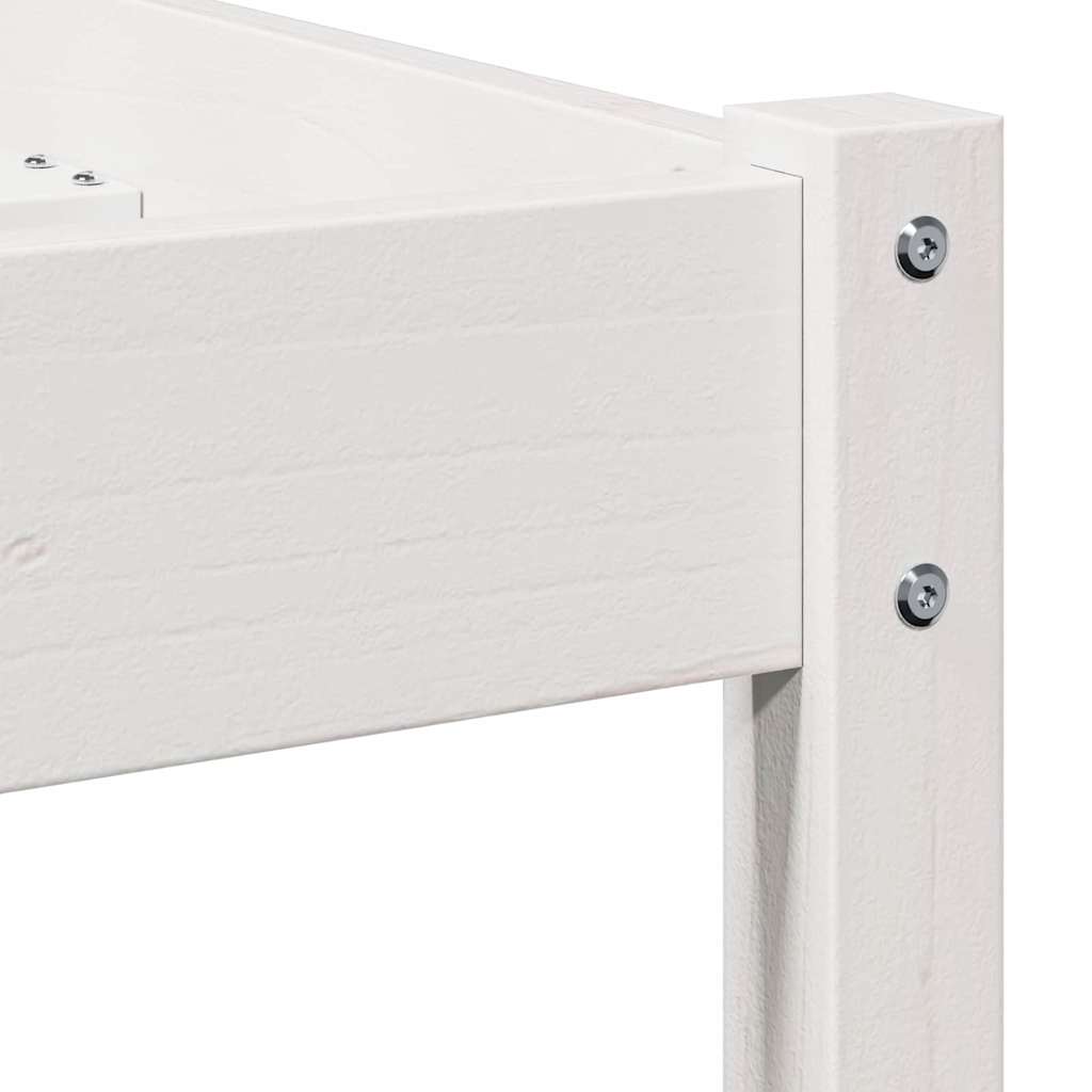 Bed Frame White 215.5 x 205.5 x 69.5 cm Solid Pine Wood