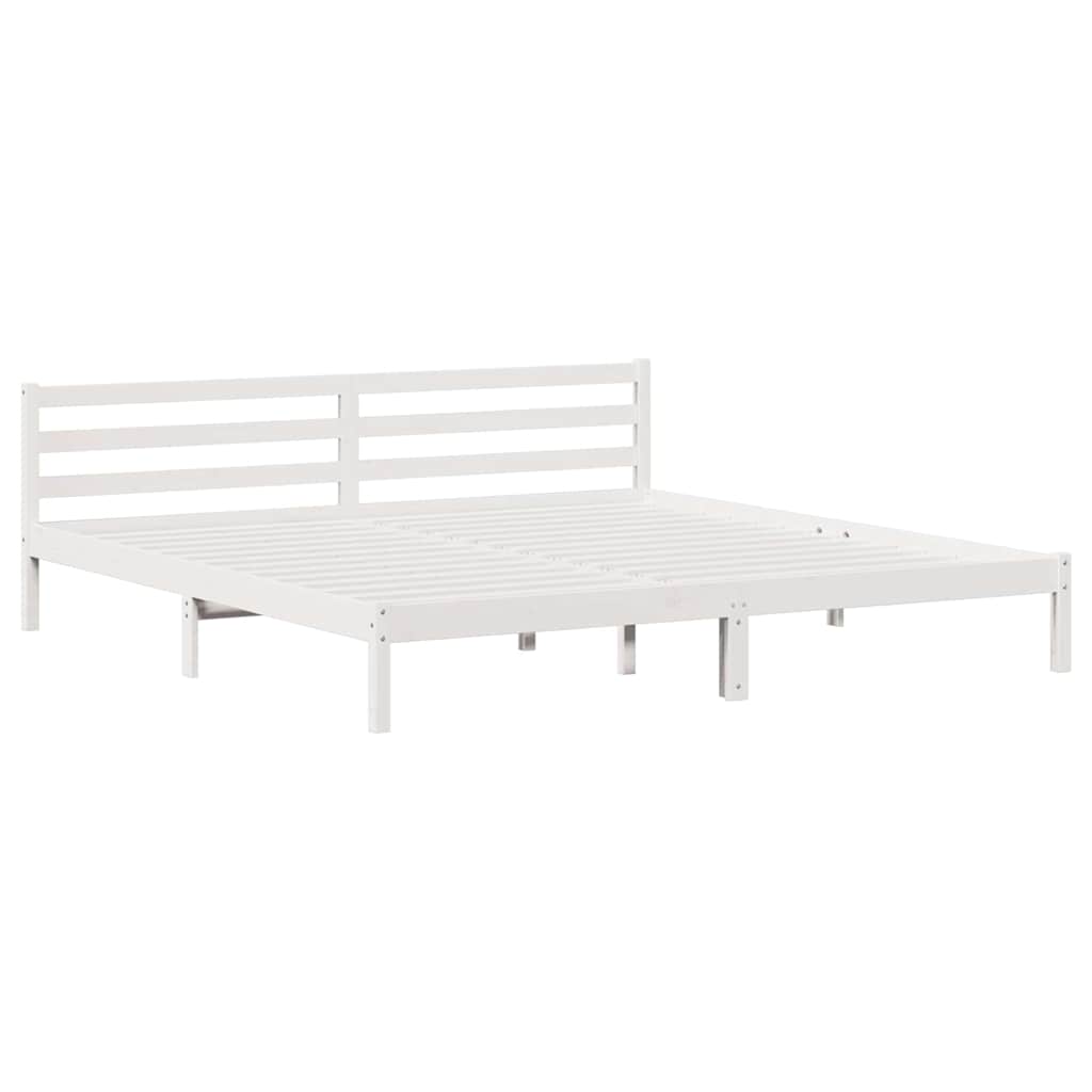 Bed Frame White 215.5 x 205.5 x 69.5 cm Solid Pine Wood