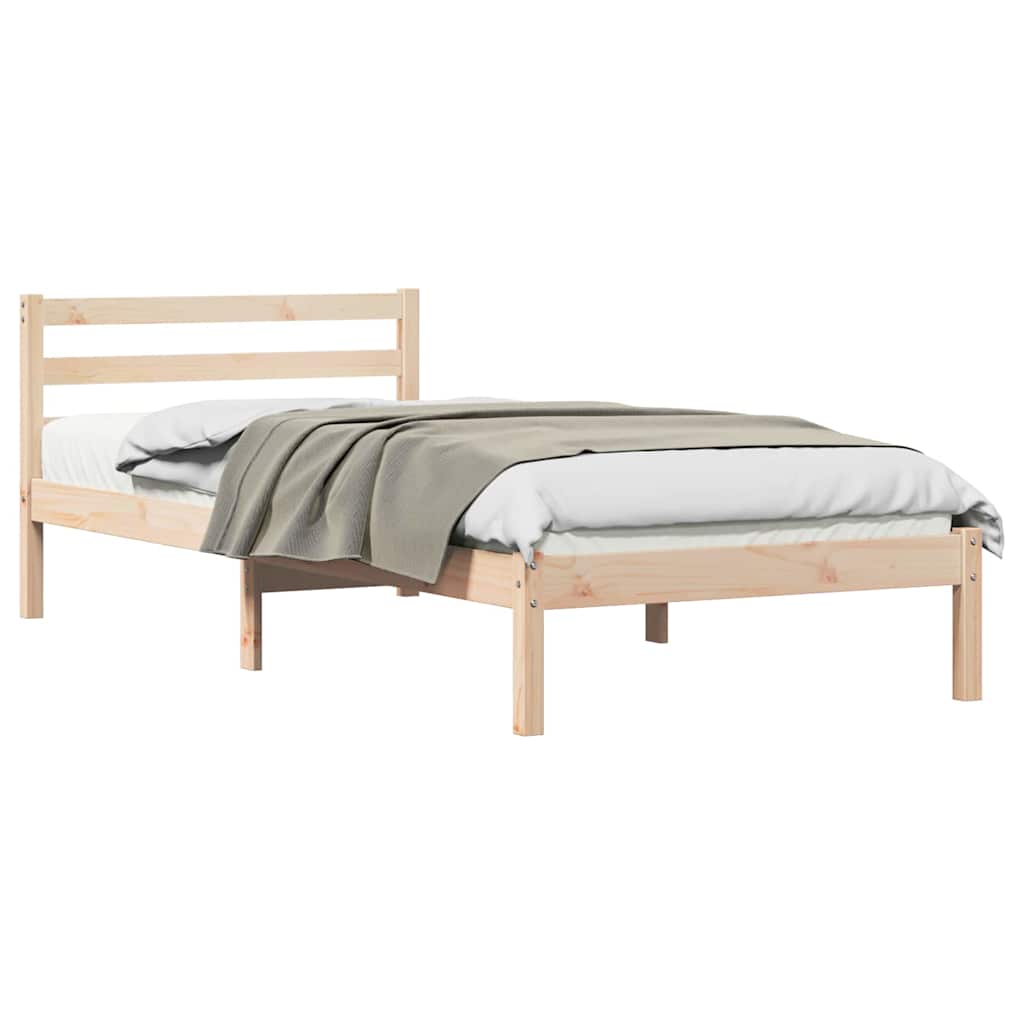 Bed Frame Brown 225.5 x 95.5 x 69.5 cm Solid Pine Wood