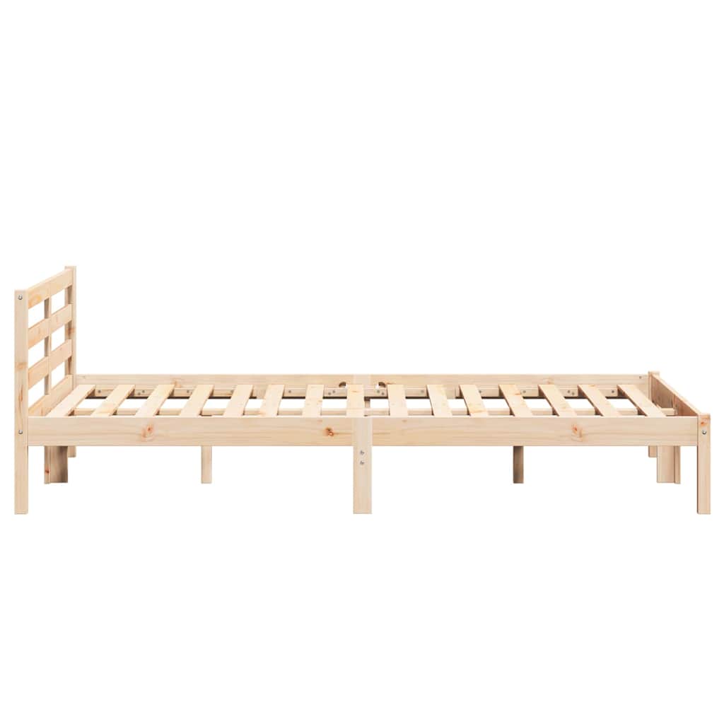 Bed Frame Brown 225.5 x 145.5 x 69.5 cm Solid Pine Wood