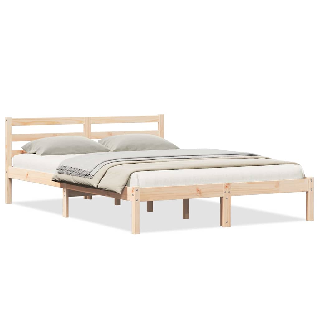 Bed Frame Brown 225.5 x 165.5 x 69.5 cm Solid Pine Wood