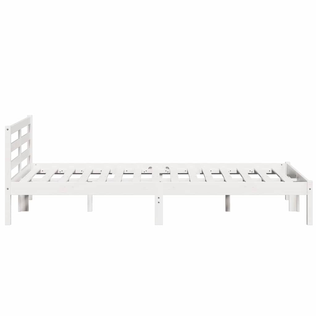 Bed Frame White 225.5 x 165.5 x 69.5 cm Solid Pine Wood