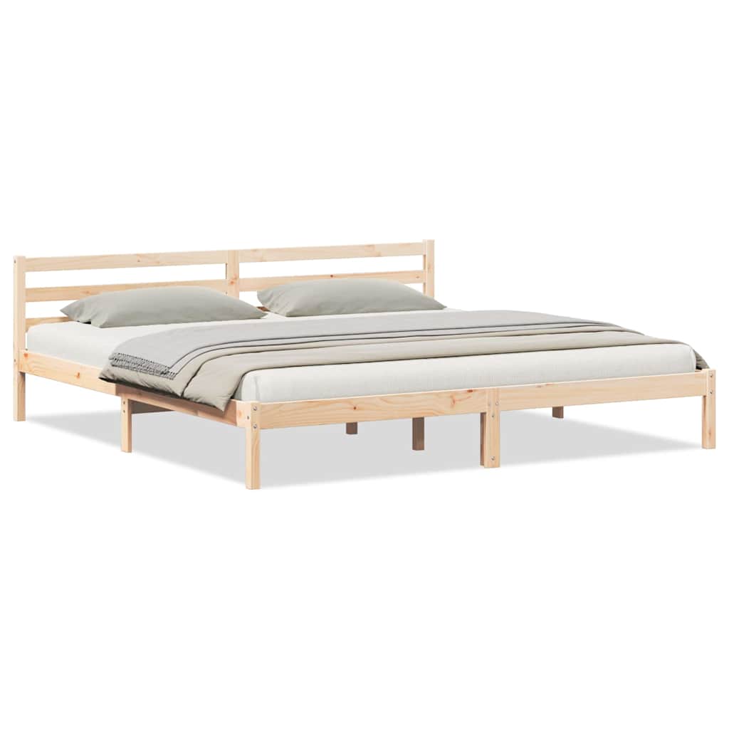 Bed Frame Brown 225.5 x 185.5 x 69.5 cm Solid Pine Wood